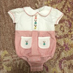 Gingham Bunny rabbit bubble romper 6M